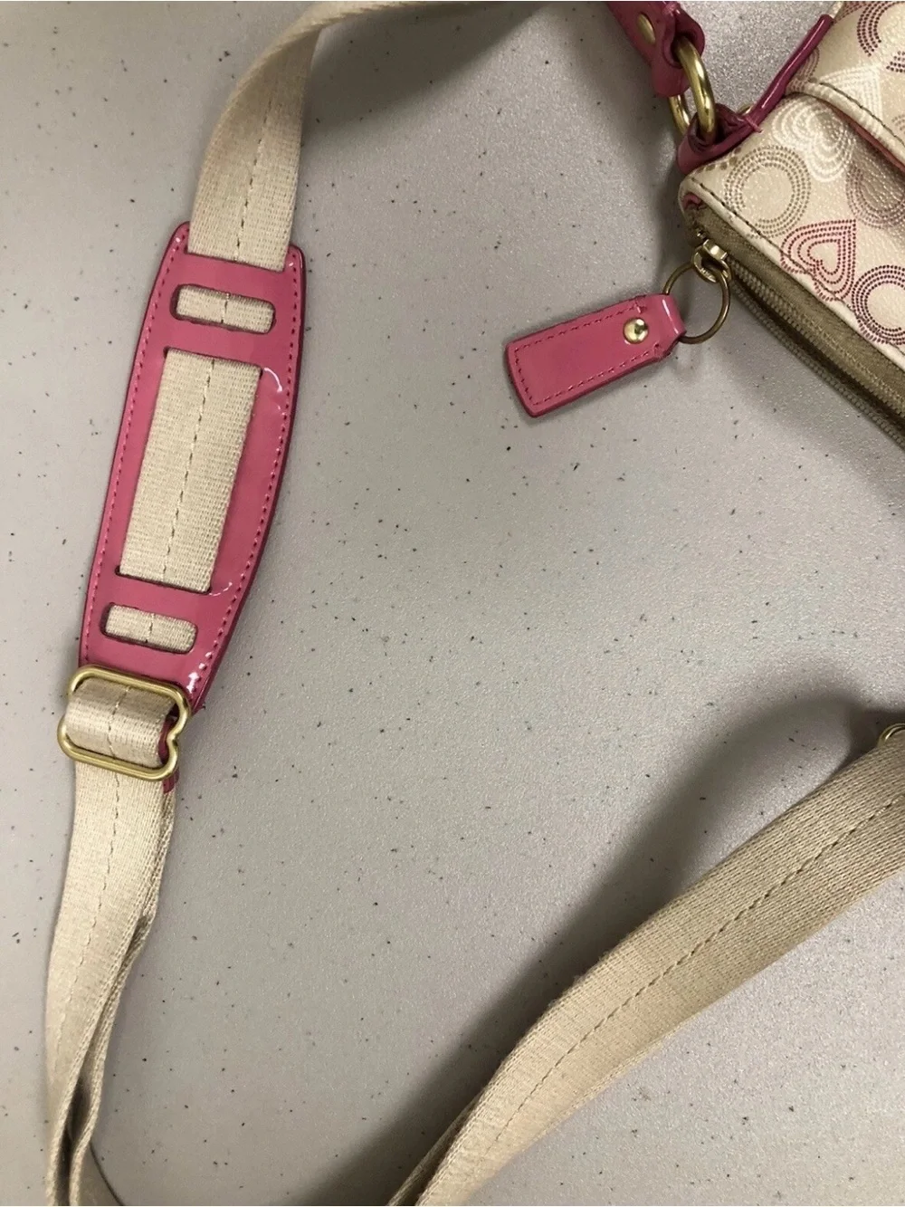 Y2K Coach Signature Logo Pink Hearts Crossbody Shoulder Bag Purse